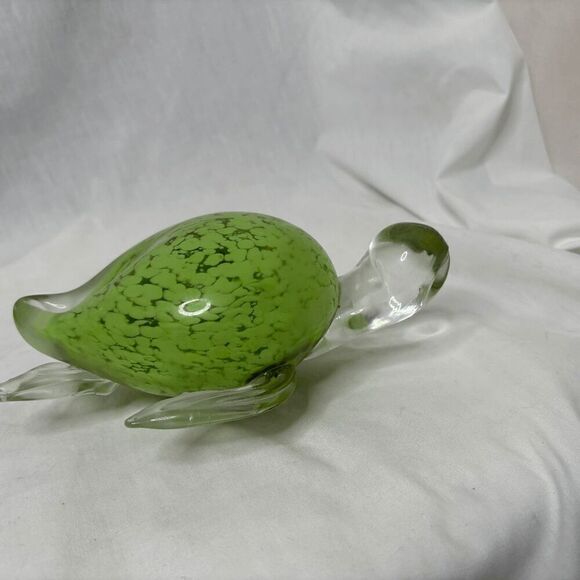 Saks Fifth Avenue Other - Hand Blown Art Glass Sea Turtle Large 7" Fifth Avenue Crystal Green Figurine